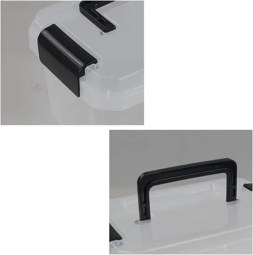 Vista 2 de Cajas de almacenamiento de plástico, paquete de 4 cubos pequeños transparentes con tapas