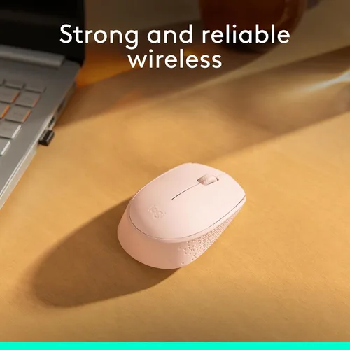 Vista 2 de Logitech Mouse inalámbrico M170 para PC, Mac, laptop, 2.4 GHz con mini receptor USB, seguimiento óptico, duración de la batería de 12 meses, Rosa