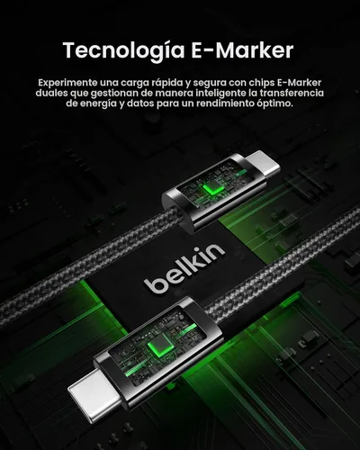 Vista 5 de Belkin Cable USB C a USB C, 3.3 pies, 240 W - Cargador tipo C, cable de carga para iPhone, suave, trenzado, flexible para iPhone 17, Galaxy S25