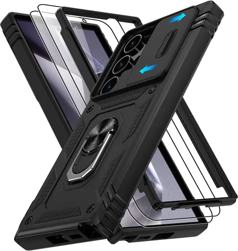 Vista 306 de Gritup Funda para Google Pixel 6 con cubierta deslizante para cámara y protector de pantalla (2 unidades), soporte de anillo giratorio 360°, funda