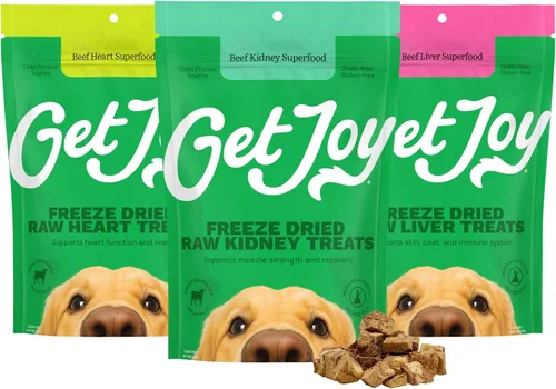 Vista 11 de Get Joy Golosinas liofilizadas 100% de corazón de res para perros, 4 onzas Carne de órgano de un solo ingrediente, complemento de comida cruda