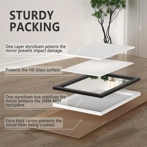 Vista 6 de Espejo Negro de Granja para Pared, Espejos Cuadrados de Baño con Marco de Madera de 18x26 Pulgadas para Tocador, Espejos Estilo Puerta de Granero