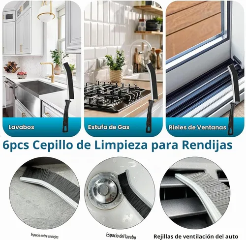 Vista 4 de Cepillo de limpieza de hendiduras, cepillo para lechada, suministros de limpieza de la casa, herramientas de limpieza de huecos, artículos