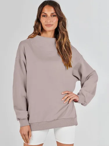 Vista 6 de ANRABESS Sudaderas de gran tamaño para mujer, cuello alto, manga larga, sudaderas con capucha para otoño, ropa 2023