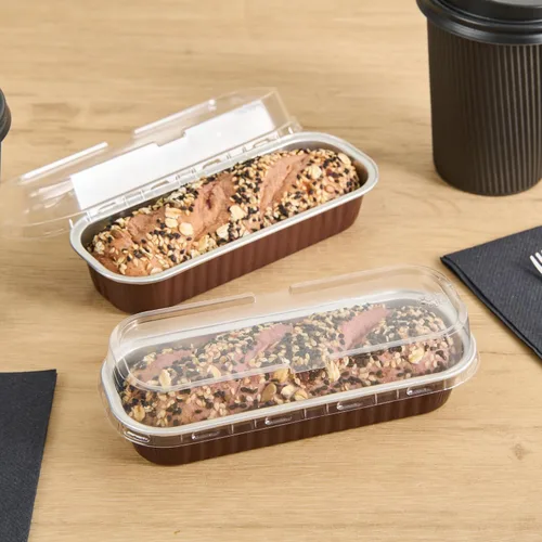 Vista 3 de Restaurantware - Mini moldes para pasteles de 6.8 onzas, 6.5 x 2.6 x 1.2 pulgadas, 100 tazas redondas para hornear, desechables, con tapas de Café