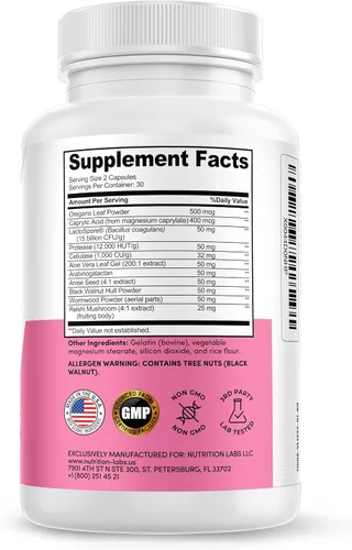 Vista 8 de Suplemento Candida Cleanse para equilibrio y apoyo, desintoxicación de candidasa, mujeres y hombres. Salud intestinal y flora, nivel de pH, salud