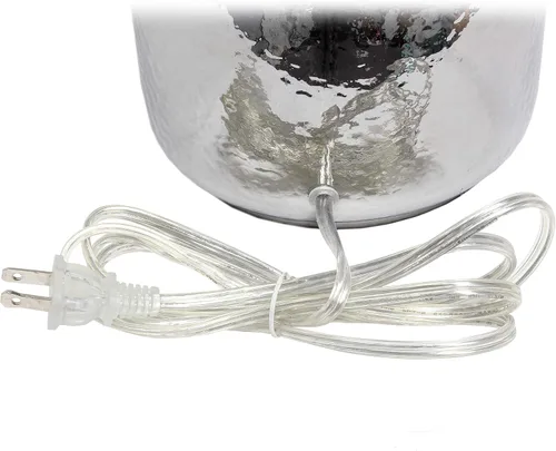 Vista 5 de Elegant Designs LT3316-WHT Lámpara de mesa de cristal plateado con pantalla blanca (paquete de 1)