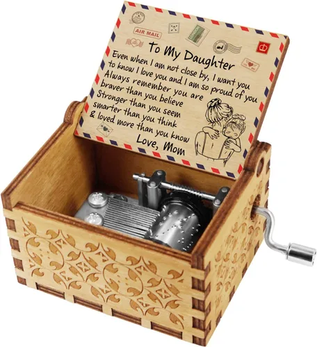 Vista 11 de Kenon To My Daughter - Caja de música vintage con sobre grabado, regalo perfecto para cumpleaños de Navidad de parte de papá