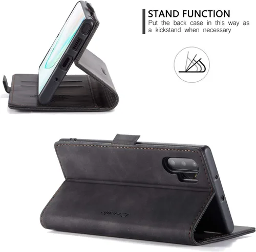 Vista 5 de Funda tipo cartera para Samsung Galaxy Note 10+ Plus, con soporte magnético, de piel sintética, con ranuras para tarjetas de crédito y tarjetas