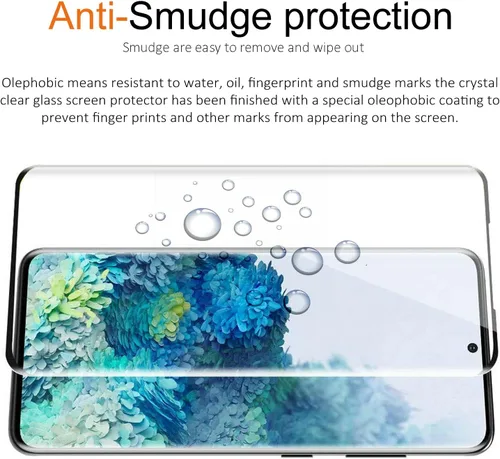 Vista 6 de Samsung Galaxy S20 Protector de pantalla de vidrio templado con protector de lente de cámara [cubierta curva 3D] [compatible con huellas dactilares]