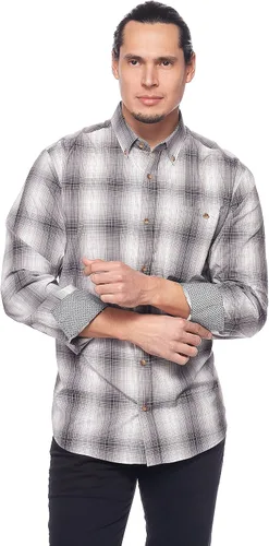 Vista 4 de Mens Casual Button Down Shirts Regular Fit Plaid Western Shirt