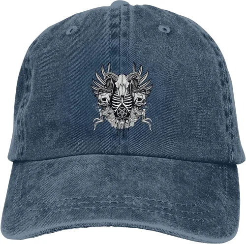 Vista 9 de Cowboy Hat Trendy Hats for Man and Women Djustable Four Season Outdoor Baseball Cap of Hell Skull with Angel Navy Blue