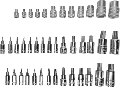 Vista 2 de GENIUS TOOLS Juego de 44 llaves de vaso de mano profundas Dr. Metric & SAE de 1/4 pulgadas con trinquete y extensiones GS-244MS
