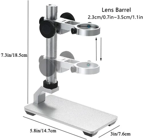 Vista 6 de Microscopio USB con soporte de metal mejorado y funda de transporte portátil, cámara endoscopio digital compatible con teléfonos Windows Mac Android