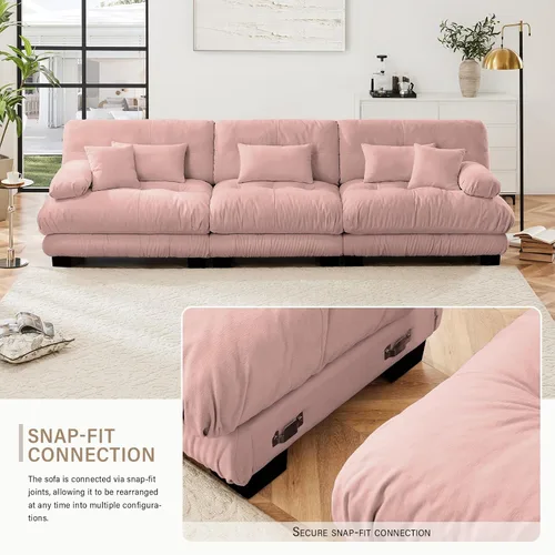 Vista 86 de Sofá Seccional Modular Extragrande de 93.7 pulgadas, Sofá de Dos Plazas Cloud Couch con Almohadas y Cojín Extra Grueso para Sala de Estar, Cine
