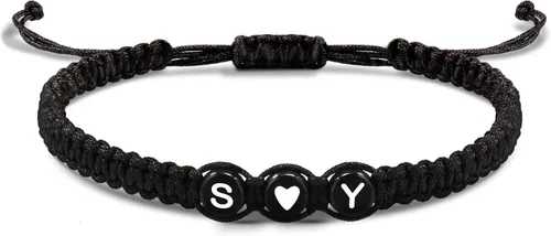 Vista 184 de Pulseras con iniciales para mujeres y hombres, regalos para novia, novio, pulseras de letras "I Love You", regalos para ella, él, mejor amigo