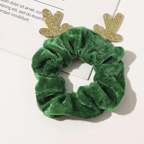 Vista 5 de 3 unidades de coleteros navideños de seda, lazos elásticos navideños con astas de alce navideño, suaves bandas elásticas para el cabello, lazos