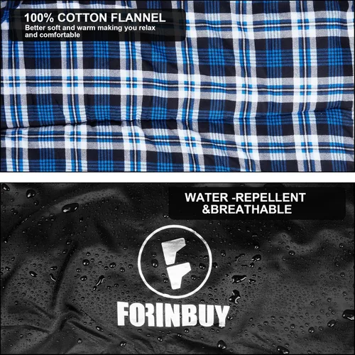 Vista 4 de Cotton Flannel Sleeping Bag for Adults, Camping Sleeping Bag Envelope,Big & Tall,Cold Weather Backpacking Or Hiking,Lightweight Waterproof with