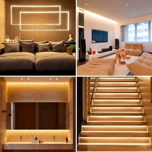 Vista 6 de Tira LED COB, tira de luz LED COB blanca cálida de 16.4 pies, tira de luz LED regulable de 2700 K, CRI92+, 0.315 in de ancho, cinta LED flexible