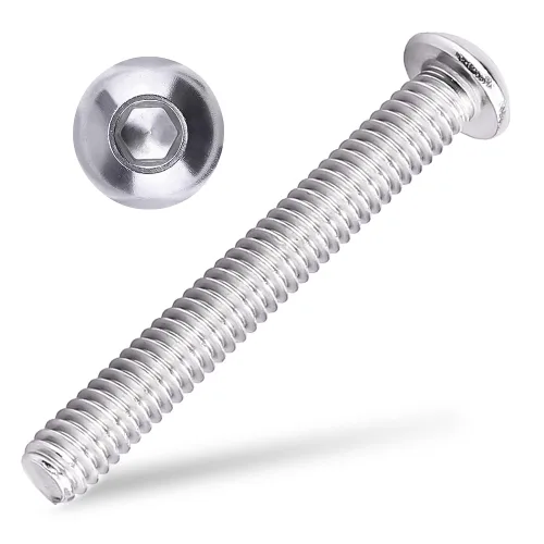 Vista 9 de Tornillos de cabeza de enchufe de 3/8-16 x 1 botón, acero inoxidable 304 18-8, rosca completa, rosca gruesa UNC, accionamiento hexagonal Allen, 5