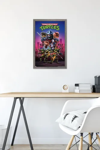Vista 6 de Teenage Mutant Ninja Turtles (1990) - Póster de pared de una hoja, 22.4 pulgadas de largo x 14.7 pulgadas de ancho, versión enmarcada de madera