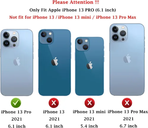 Vista 2 de Funda para iPhone 13 Pro con cubierta para lente de cámara, protector de pantalla HD, doble capa de protección contra caídas de grado militar