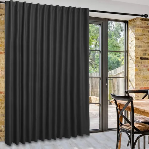 Vista 76 de DWCN Cortina opaca divisora de privacidad para puerta corrediza de patio, cortinas térmicas extra anchas con pestaña trasera y bolsillo para barra