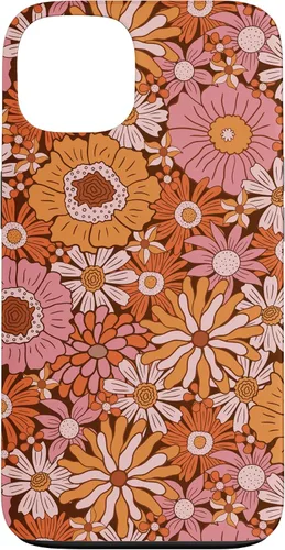 Vista 7 de Retro Flowers Meadow Floral Groovy 60s Pink Orange Brown Case for iPhone 17