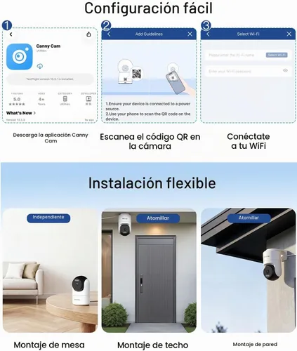 Vista 13 de VIMTAG 2.5K Pan/Tilt Cámara de seguridad para exteriores con cable para el hogar, WiFi de doble banda