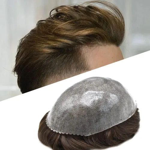 Vista 82 de Extensiones de pelo y tupés para hombre, sistema de cabello humano de poliéster completo para hombre, postizo de repuesto para hombre, protesis