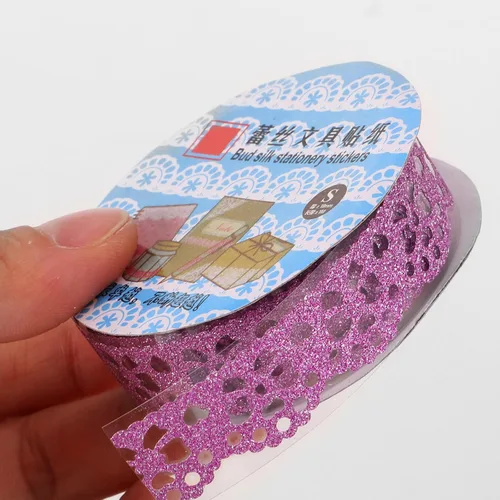 Vista 8 de 14 rollos de cinta de encaje macramé para decoración de calcomanías, cinta washi ancha Washi, cinta de envoltura de cinta de recortes, cinta
