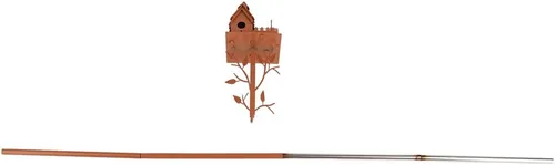 Vista 4 de JTLB Estacas de jardín para pajareras, casa de pájaros de metal con poste, arte de metal, casa de pájaros, casa de colibrí, casa de pájaros de metal