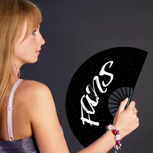 Vista 3 de Qchengsan Fans Rave - Ventilador de mano para conciertos grandes, ventilador renacentista plegable de mano, ventilador de festival, ventilador
