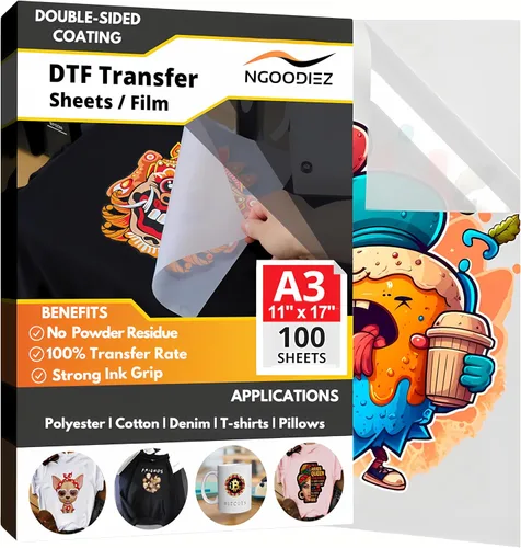 Vista 12 de NGOODIEZ Hojas de película de transferencia DTF A4 de 8.5 x 11 pulgadas, 25 hojas, papel DTF prémium para impresora DTF, revestimiento brillante
