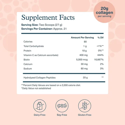 Vista 2 de Youtheory Colágeno en polvo - 0.71 oz de péptidos de colágeno hidrolizados - con vitamina C, biotina y aminoácidos - Apoya la salud
