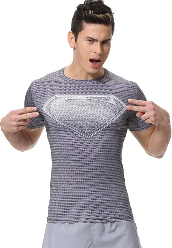 Vista 5 de Red Plume Camiseta deportiva de medias de compresión para hombre, camiseta de fitness de impresión digital