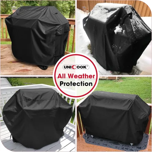 Vista 9 de Cubierta Unicook para parrilla de gas, impermeable, resistente, cubierta para barbacoa de 55 pulgadas, material desteñido especial y resistente a