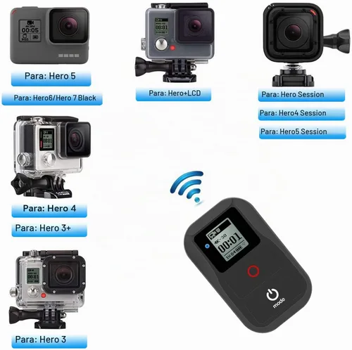 Vista 2 de Suptig Control remoto WiFi compatible con GoPro Hero 8/7/6/5/4/3+/Session - Control remoto inalámbrico impermeable (negro)