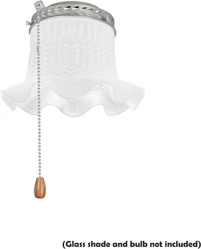 Vista 2 de Aspen Creative 22001-11, kit de luces para ventilador de techo de una sola luz con cadena de tracción, níquel cepillado