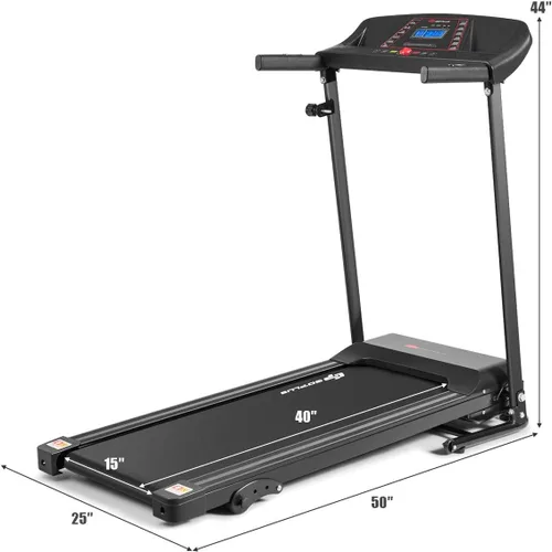 Vista 8 de Goplus Caminadora eléctrica plegable, inclinación ajustable y diseño de bajo ruido, con pantalla LCD y sensor de frecuencia cardíaca, máquina