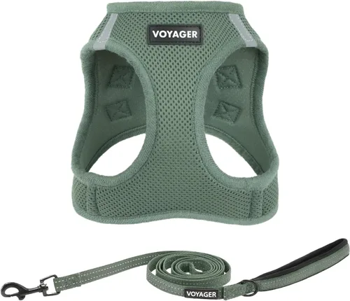 Vista 15 de Arnés de malla Voyager Step-in Air para todo clima y correa reflectante para perro de 5 pies, combo con mango de neopreno, para cachorros de razas