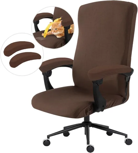 Vista 37 de Fundas elásticas resistentes al agua para sillas de computadora - Protectores lavables para respaldo giratorio y asiento para mascotas - Negro