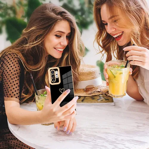 Vista 6 de AIGOMARA Funda compatible con Samsung Galaxy Note 10 Plus, diseño de corazón, cubierta de teléfono de cuerpo completo, protección a prueba de Negro
