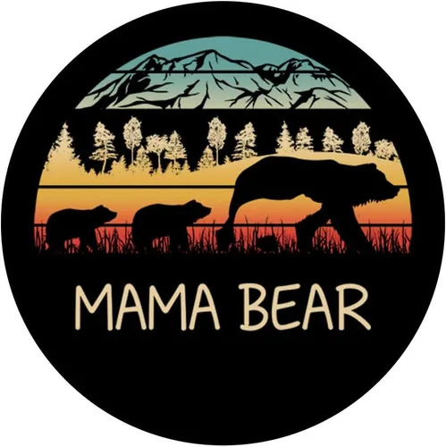 Vista 3 de Oso de mamá con 3 cubs Pop Socket Retro Montañas Día de la Madre – PopSockets Grip y soporte para teléfonos y tabletas