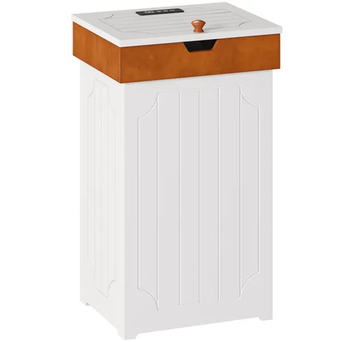 Vista 12 de Function Home Gabinete de basura de cocina de 13 galones, cubo de basura de reciclaje de madera, bote de basura independiente a prueba de perros