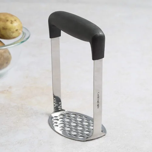 Vista 6 de Cooking Light Triturador de acero inoxidable resistente, horizontal amplio y ergonómico, placa fina para puré de papas suave, agarre suave y mango