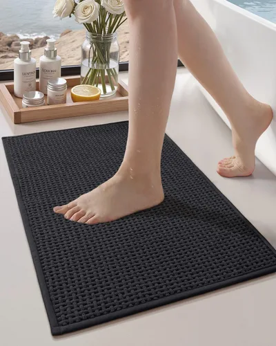 Vista 16 de Color&Geometry Tapete de baño con parte trasera de goma de 24 x 16 pulgadas, antideslizante, lavable a máquina, alfombra bohemia de felpilla suave