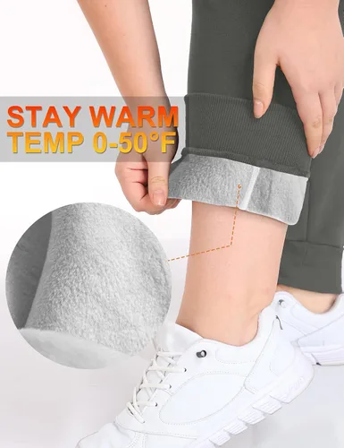 Vista 4 de COOTRY Pantalones deportivos con forro polar para mujer, talla grande, para entrenamiento, atléticos, pantalones de forro polar, ropa de invierno