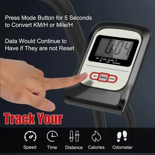 Vista 3 de Goplus Bicicleta de aire, bicicleta estática con ventilador de resistencia ilimitada, pantalla LCD transparente, soporte para tableta, asiento