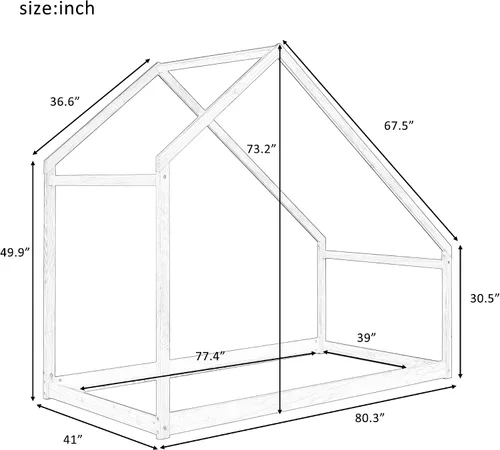 Vista 2 de SOFTSEA Cama de plataforma de casa doble, plataforma baja para cama de suelo, fácil montaje